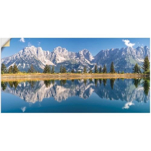 4062144640081 - Wandbild ARTLAND Kaisergebirge Tirol Bilder Gr B H 100 cm x 50 cm Wandaufkleber - Vinyl Berge & Alpenbilder Querformat 1 St blau Kunstdrucke als Alubild Leinwandbild Wandaufkleber oder Poster in versch Größen