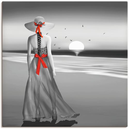 4062144217672 - Wandbild ARTLAND Ein Blick zurück aufs Meer Bilder Gr B H 50 cm x 50 cm Leinwandbild Frau 1 St schwarz Bild Kunstdruck Metallbild Metallbilder Bilder als Alubild Leinwandbild Wandaufkleber oder Poster in versch Größen