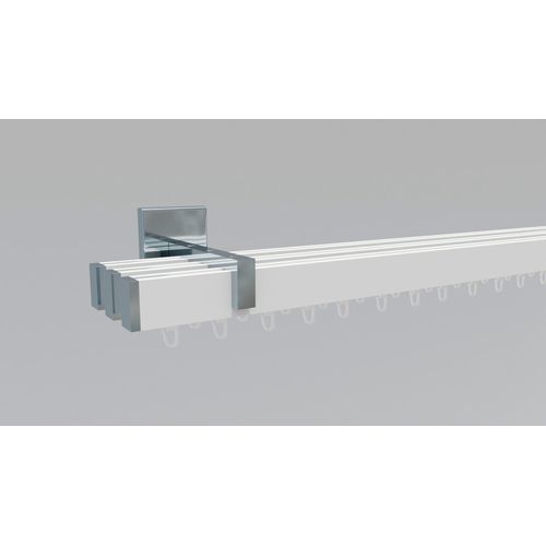 4068585002877 - Gardinenstange INDEKO Bern Gardinenstangen Gr L 330 cm 1 St 3 läufig weiß (weiß chromfarben) Gardinenstangen nach Maß Innenlauf Komplett-Set inkl Gleitern und Montagematerial