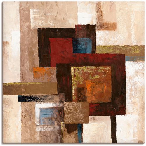 4055327144407 - Wandbild ARTLAND Karos Abstrakt II Bilder Gr B H 70 cm x 70 cm Leinwandbild Muster quadratisch 1 St beige (naturfarben) Kunstdrucke als Alubild Leinwandbild Wandaufkleber oder Poster in versch Größen