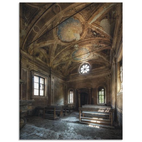 4062144649947 - Wandbild ARTLAND Lost Place Alte Kirche Architektur Bilder Gr B H 45 cm x 60 cm Alu-Dibond-Druck Gebäude Hochformat 1 St braun Kunstdrucke als Alubild Leinwandbild Wandaufkleber oder Poster in versch Größen