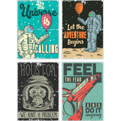 4062144315835 - Poster ARTLAND Das Universum ruft Space Shuttle Bilder Gr B H 21 cm x 297 cm Poster Sprüche & Texte Hochformat 4 St blau Poster Bilder Poster Wandbild Bild Wandposter