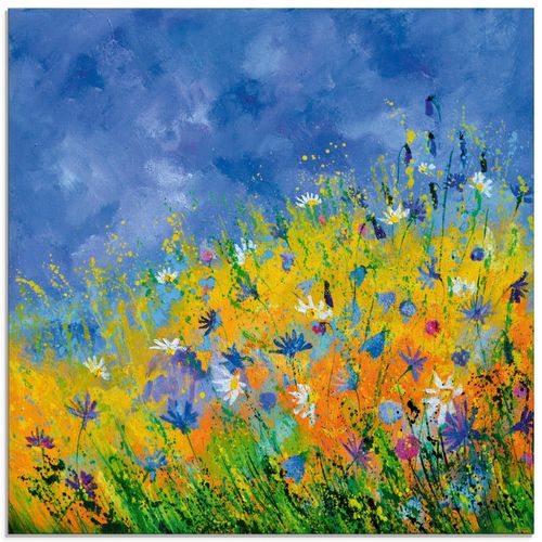 4058661275226 - Glasbild ARTLAND Wildblumen Bilder Gr B H 20 cm x 20 cm Glasbild Blumenwiese quadratisch 1 St gelb Bild Glasbild Glasbilder Bilder in verschiedenen Größen