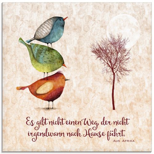 4057738113829 - Glasbild ARTLAND Lebensweisheit Zu Hause Bilder Gr B H 40 cm x 40 cm Glasbild Tiere quadratisch 1 St beige (naturfarben) Bild Glasbild Glasbilder Bilder in verschiedenen Größen
