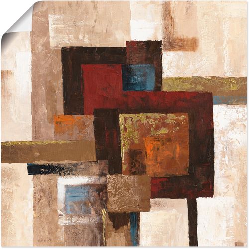 4055327276665 - Wandbild ARTLAND Karos Abstrakt II Bilder Gr B H 40 cm x 40 cm Poster Muster quadratisch 1 St beige (naturfarben) Kunstdrucke als Alubild Leinwandbild Wandaufkleber oder Poster in versch Größen
