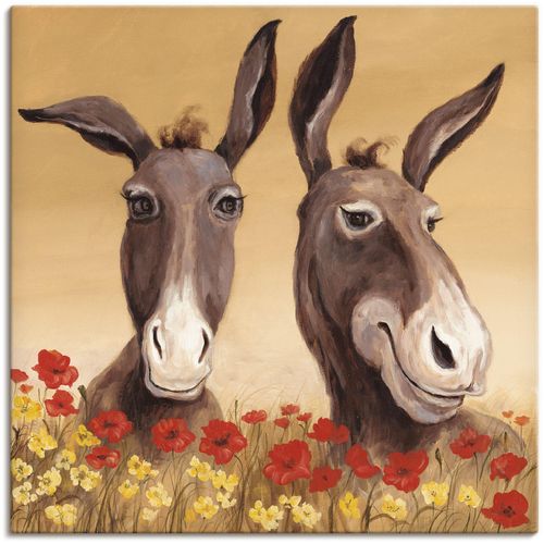 4055327221269 - Wandbild ARTLAND Esel Bilder Gr B H 40 cm x 40 cm Leinwandbild Haustiere 1 St beige (naturfarben) Bild Metallbild Metallbilder Bilder als Alubild Leinwandbild Wandaufkleber oder Poster in versch Größen