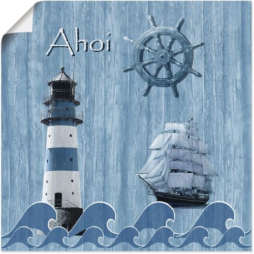 4059745179485 - Wandbild ARTLAND Ahoi im maritimen Blau Bilder Gr B H 40 cm x 40 cm Poster Küste 1 St blau Bild Kunstdruck Kunstdrucke Bilder als Alubild Leinwandbild Wandaufkleber oder Poster in versch Größen