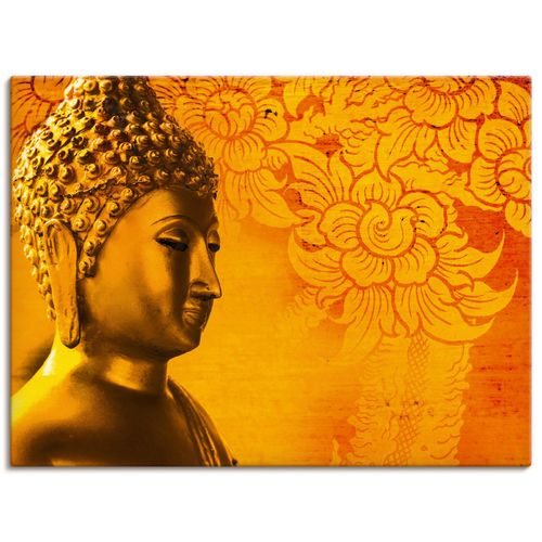 4059745835787 - Wandbild ARTLAND Buddha Goldstatue Bilder Gr B H 60 cm x 45 cm Leinwandbild Religion Querformat 1 St rot Bild Poster Bilder als Alubild Leinwandbild Wandaufkleber oder in versch Größen
