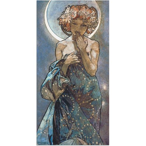 4062144337226 - Wandbild ARTLAND Sterne Der Mond 1902 Bilder Gr B H 50 cm x 100 cm Alu-Dibond-Druck Frau 1 St blau Bild Poster Bilder als Alubild Leinwandbild Wandaufkleber oder in versch Größen