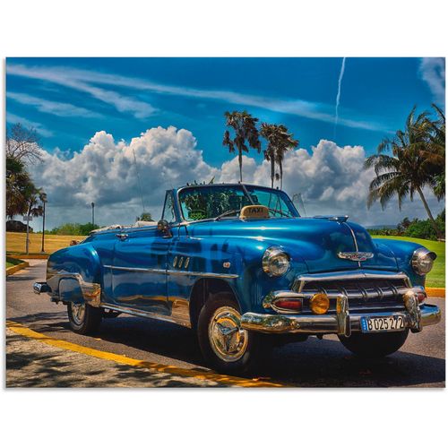 4059745771511 - Wandbild ARTLAND Havanna Flair Bilder Gr B H 40 cm x 30 cm Alu-Dibond-Druck Auto 1 St blau Bild Poster Bilder als Alubild Leinwandbild Wandaufkleber oder in versch Größen