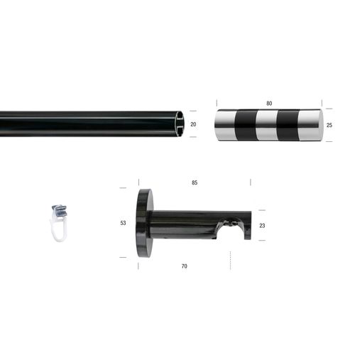 9002777359696 - Gardinenstange GARESA BLACK Gardinenstangen Gr L 100 cm Ø 20 mm 1 St 1 läufig schwarz Gardinenstangen nach Maß Vorhanggarnitur Innenlauf verlängerbar Knopf abgeschrägt 2-farbig 9002777359696 - Gardinenstange GARESA BLACK Gardinenstangen Gr L 100 cm Ø 20 mm 1 St 1 läufig schwarz Gardinenstangen nach Maß Vorhanggarnitur Innenlauf verlängerbar Knopf abgeschrägt 2-farbig