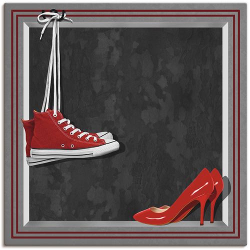 4055327646116 - Wandbild ARTLAND Die roten Schuhe Bilder Gr B H 40 cm x 40 cm Leinwandbild Mode 1 St rot Bild Kunstdruck Kunstdrucke Bilder als Leinwandbild Wandaufkleber oder Poster in versch Größen