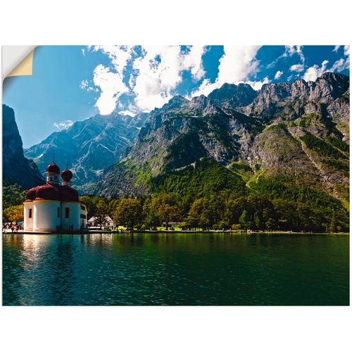 4057738788348 - Wandbild ARTLAND St Bartholomä (Königssee) I Bilder Gr B H 120 cm x 90 cm Wandaufkleber - Vinyl Berge 1 St blau Bild Kunstdruck Kunstdrucke Bilder als Leinwandbild Wandaufkleber oder Poster in versch Größen