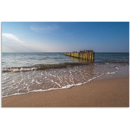 4062144613443 - Wandbild ARTLAND Buhnen an Küste der Ostsee Graal Müritz Bilder Gr B H 30 cm x 20 cm Alu-Dibond-Druck Strandbilder Querformat 1 St blau Kunstdrucke als Alubild Leinwandbild Wandaufkleber oder Poster in versch Größen