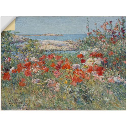 4062144794784 - Wandbild ARTLAND Celia Thaxters Garten 1890 Bilder Gr B H 80 cm x 60 cm Wandaufkleber - Vinyl Blumenwiese Querformat 1 St rot Kunstdrucke als Alubild Leinwandbild Wandaufkleber oder Poster in versch Größen