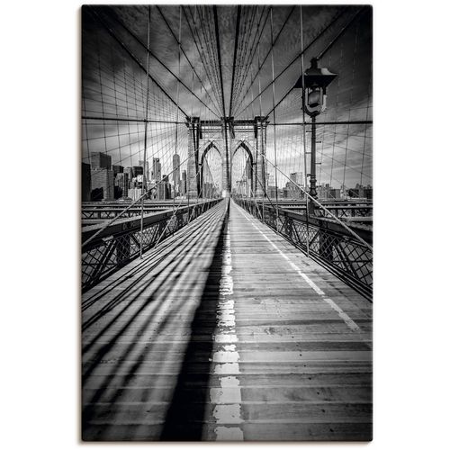 4062144759028 - Wandbild ARTLAND Brooklyn Bridge New York City Monochrom Bilder Gr B H 60 cm x 90 cm Leinwandbild New York Hochformat 1 St schwarz Kunstdrucke als Alubild Leinwandbild Wandaufkleber oder Poster in versch Größen
