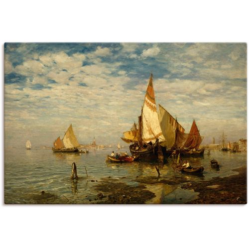 4062144687864 - Wandbild ARTLAND In der Lagune bei Venedig Bilder Gr B H 60 cm x 40 cm Leinwandbild Bilder von Booten & Schiffen Querformat 1 St braun Kunstdrucke als Alubild Leinwandbild Wandaufkleber oder Poster in versch Größen