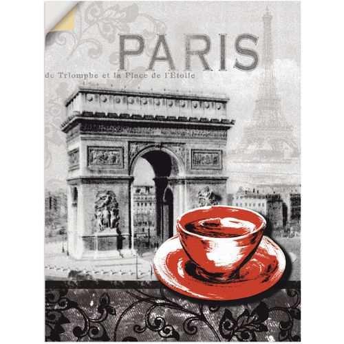 4057738231325 - Wandbild ARTLAND Paris - Café au Lait Milchkaffee Bilder Gr B H 45 cm x 60 cm Wandaufkleber - Vinyl Gebäude 1 St schwarz Bild Metallbild Metallbilder Bilder als Alubild Leinwandbild Wandaufkleber oder Poster in versch Größen