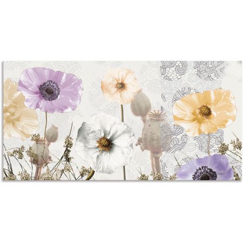 4057738416975 - Wandbild ARTLAND Glänzende Mohnblumen Bilder Gr B H 60 cm x 30 cm Alu-Dibond-Druck Blumen 1 St weiß Bild Leinwandbild Kunstdrucke Bilder als Alubild Leinwandbild Wandaufkleber oder Poster in versch Größen