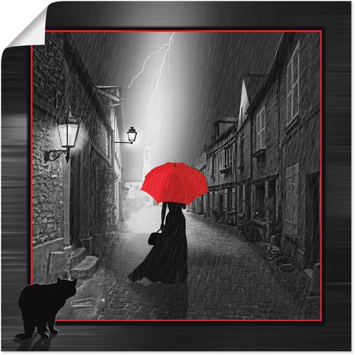 4057738338765 - Wandbild ARTLAND Die Frau mit dem roten Schirm 2 Bilder Gr B H 40 cm x 40 cm Poster Frau 1 St schwarz Bild Kunstdruck Poster Bilder als Leinwandbild Wandaufkleber oder in versch Größen