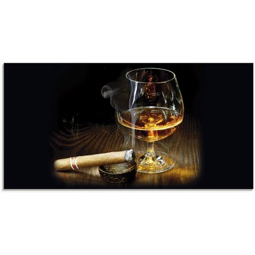 4058661601308 - Glasbild ARTLAND Zigarre und Cognac Bilder Gr B H 100 cm x 50 cm Glasbild Zigarren 1 St braun Glasbilder in verschiedenen Größen