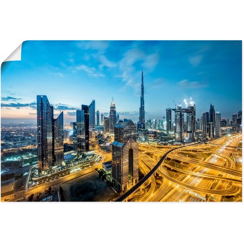 4062144628287 - Wandbild ARTLAND Dubai Bilder Gr B H 120 cm x 80 cm Poster Bilder von Asien Querformat 1 St blau Kunstdrucke als Alubild Leinwandbild Wandaufkleber oder Poster in versch Größen