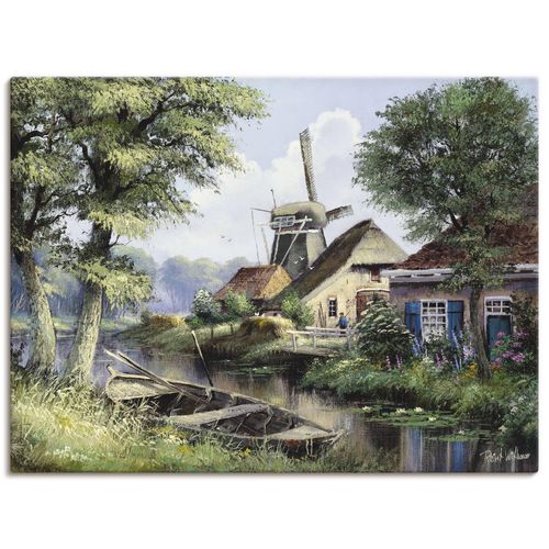 4057738438328 - Wandbild ARTLAND Die Mühle Bilder Gr B H 40 cm x 30 cm Leinwandbild Gebäude Querformat 1 St grün Bild Poster Bilder als Leinwandbild Wandaufkleber oder in versch Größen