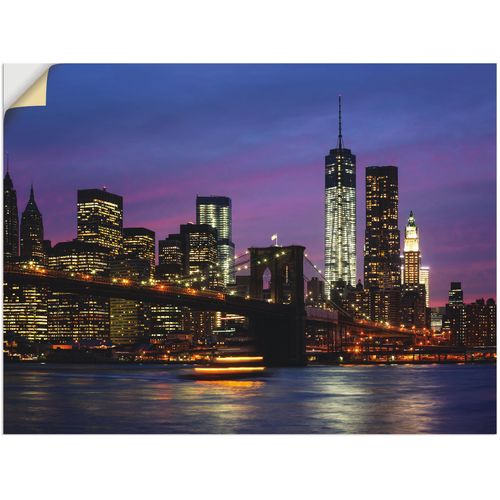 4059745772686 - Wandbild ARTLAND Brooklyn Bridge Bilder Gr B H 80 cm x 60 cm Wandaufkleber - Vinyl Amerika 1 St lila Bild Poster Bilder als Alubild Leinwandbild Wandaufkleber oder in versch Größen