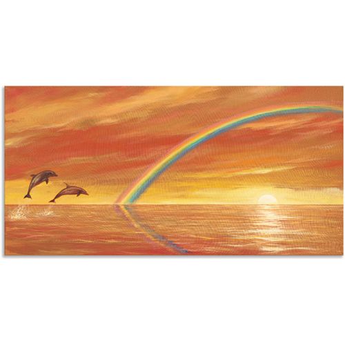 4057738416739 - Wandbild ARTLAND Regenbogen über dem Meer Bilder Gr B H 60 cm x 30 cm Alu-Dibond-Druck Wassertiere 1 St orange Bild Metallbild Metallbilder Bilder als Alubild Leinwandbild Wandaufkleber oder Poster in versch Größen