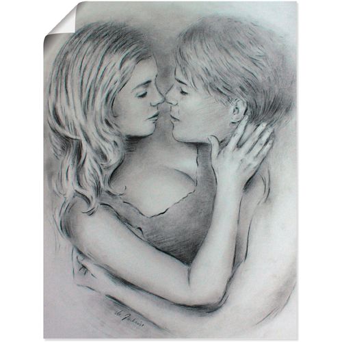 4058661288776 - Wandbild ARTLAND Liebesgeflüster Bilder Gr B H 45 cm x 60 cm Poster Paar Hochformat 1 St schwarz Bild Leinwandbild Kunstdrucke Bilder als Alubild Leinwandbild Wandaufkleber oder Poster in versch Größen