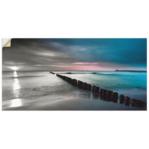 4062144533185 - Wandbild ARTLAND Ostsee mit Sonnenaufgang s w Bilder Gr B H 100 cm x 50 cm Wandaufkleber - Vinyl Gewässer Querformat 1 St blau Bild Leinwandbild Kunstdrucke Bilder als Leinwandbild Wandaufkleber oder Poster in versch Größen