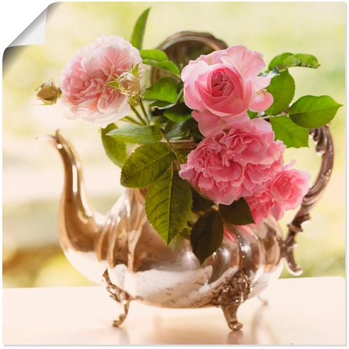 4055327988490 - Wandbild ARTLAND Rosen Romance Bilder Gr B H 40 cm x 40 cm Poster Blumen 1 St grün Bild Kunstdruck Kunstdrucke Bilder als Leinwandbild Wandaufkleber oder Poster in versch Größen