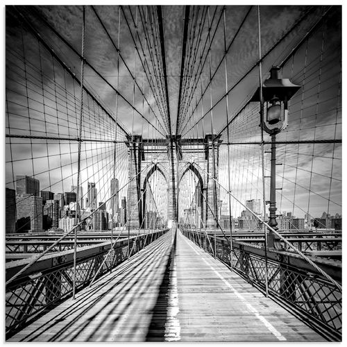 4062144121542 - Glasbild ARTLAND New York City Brooklyn Bridge Bilder Gr B H 30 cm x 30 cm Glasbild Amerika quadratisch 1 St schwarz Bild Glasbild Glasbilder Bilder in verschiedenen Größen
