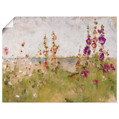 4055327749145 - Wandbild ARTLAND Stockrosen am Meer Bilder Gr B H 40 cm x 30 cm Poster Blumen Querformat 1 St grün Bild Leinwandbild Kunstdrucke Bilder als Leinwandbild Wandaufkleber oder Poster in versch Größen