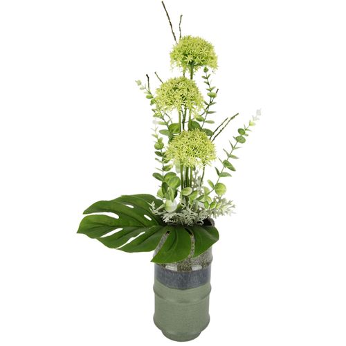 4019844796785 - Kunstblume IGEA Allium Kunstpflanzen Gr B H L 30 cm x 65 cm x 24 cm 1 St grün Weitere Weihnachtsdeko In Vase aus Keramik exotisches Kunstblumenarrangement