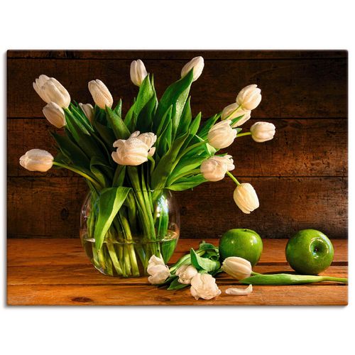 4055327240420 - Wandbild ARTLAND Tulpen in Glasvase Bilder Gr B H 40 cm x 30 cm Leinwandbild Blumen Querformat 1 St braun Bild Leinwandbild Kunstdrucke Bilder als Alubild Leinwandbild Wandaufkleber oder Poster in versch Größen