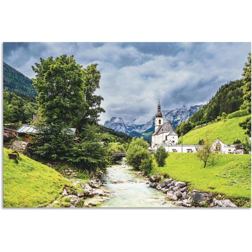 4062144671597 - Wandbild ARTLAND Pfarrkirche Sankt Sebastian in Ramsau Bilder Gr B H 60 cm x 40 cm Alu-Dibond-Druck Gewässer Querformat 1 St grün Kunstdrucke als Alubild Leinwandbild Wandaufkleber oder Poster in versch Größen