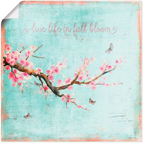 4057738470304 - Wandbild ARTLAND Kirschblüte Bilder Gr B H 70 cm x 70 cm Poster Blumen 1 St blau Bild Metallbild Kunstdruck Metallbilder Bilder als Alubild Leinwandbild Wandaufkleber oder Poster in versch Größen