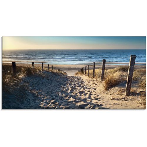 4058661084231 - Glasbild ARTLAND Weg zum Nordseestrand Sonnenuntergang Bilder Gr B H 60 cm x 30 cm Strand 1 St beige (naturfarben) Glasbilder Bilder in verschiedenen Größen