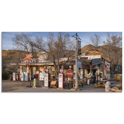 4057738106883 - Glasbild ARTLAND Tankstelle an der Route 66 in Arizona Bilder Gr B H 60 cm x 30 cm Glasbild Gebäude Querformat 1 St bunt Bild Glasbild Glasbilder Bilder in verschiedenen Größen