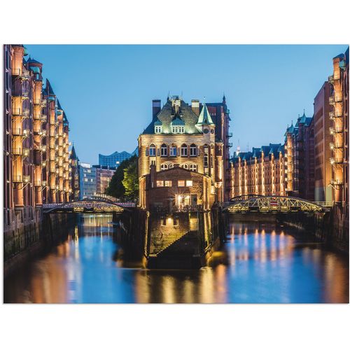 4057738873228 - Wandbild ARTLAND Hamburg Wasserschloss in Speicherstadt 2 Bilder Gr B H 40 cm x 30 cm Alu-Dibond-Druck Gebäude Querformat 1 St beige (naturfarben) Bild Poster Bilder als Alubild Leinwandbild Wandaufkleber oder in versch Größen