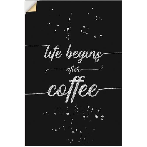 4059745813983 - Wandbild ARTLAND Leben beginnt nach dem Kaffee Bilder Gr B H 40 cm x 60 cm Wandaufkleber - Vinyl Sprüche & Texte 1 St schwarz Bild Kunstdruck Metallbild Metallbilder Bilder als Alubild Leinwandbild Wandaufkleber oder Poster in versch Größen