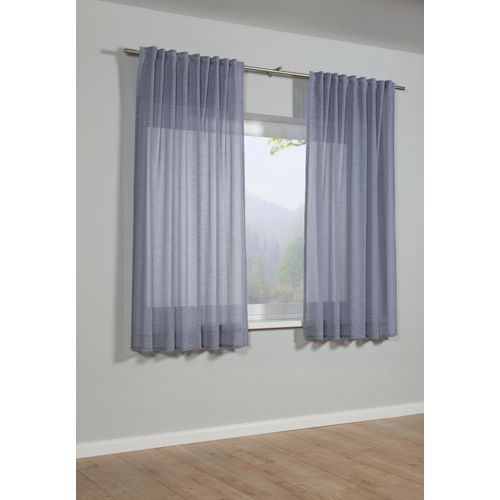 4003018367017 - Gardine Schal mit Gardinenband Struktur Uni GARDINIA verdeckte Schlaufen (1 St) blickdicht mit Struktur Motiv blau