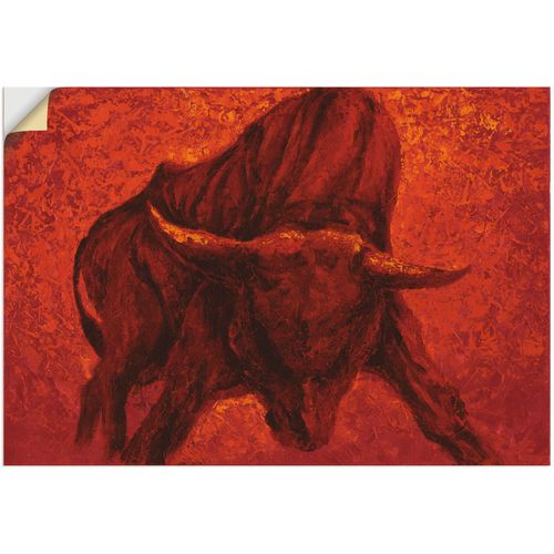 4057738269021 - Wandbild ARTLAND Katalanischer Stier Bilder Gr B H 70 cm x 50 cm Wandaufkleber - Vinyl Wildtiere 1 St rot Bild Metallbild Metallbilder Bilder als Alubild Leinwandbild Wandaufkleber oder Poster in versch Größen