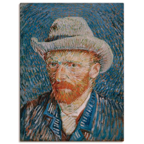 4057738017585 - Wandbild ARTLAND Selbstbildnis mit grauem Filzhut 1887 Bilder Gr B H 45 cm x 60 cm Leinwandbild Porträts Hochformat 1 St blau Bild Leinwandbild Kunstdrucke Bilder als Leinwandbild Wandaufkleber oder Poster in versch Größen
