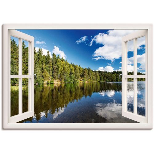 4059745735049 - Wandbild ARTLAND Fensterblick Norwegische Landschaft Bilder Gr B H 100 cm x 70 cm Leinwandbild Fensterblick 1 St weiß Bild Poster Bilder als Alubild Leinwandbild Wandaufkleber oder in versch Größen