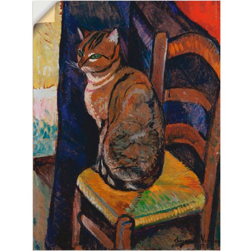 4062144500637 - Wandbild ARTLAND Skizze Stuhl sitzende Katze Bilder Gr B H 45 cm x 60 cm Wandaufkleber - Vinyl Haustiere 1 St bunt Bild Poster Bilder als Leinwandbild Wandaufkleber oder in versch Größen