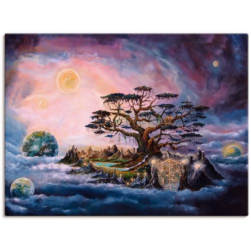 4062144834565 - Wandbild ARTLAND Der Weltenwächter Bilder Gr B H 40 cm x 30 cm Leinwandbild klassische Fantasie Querformat 1 St lila Kunstdrucke als Alubild Leinwandbild Wandaufkleber oder Poster in versch Größen