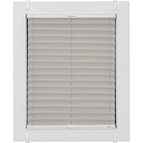 4001442859214 - Plissee One Size Style Crepe Plissees Gr 210 cm zweiseitig verschiebbar 75 cm grau (grau weiß weiß) Plissees ohne Bohren Zubehörfarbe zum Klemmen