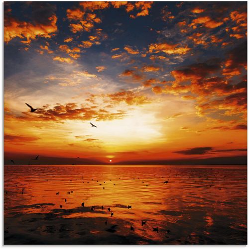 4055327768481 - Glasbild ARTLAND Sonnenuntergang am Strand mit wunderschönem Himmel Bilder Gr B H 30 cm x 30 cm Sonnenaufgang & -untergang 1 St orange Glasbilder Bilder in verschiedenen Größen